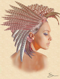 woman with feathers on her head