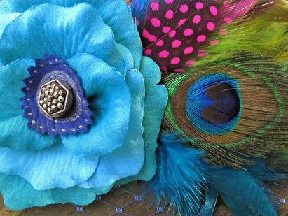 colorful feathers and flower