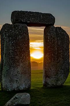 Stonehenge ancient sacred space in sunset