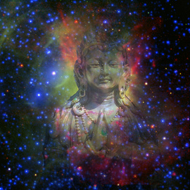 happy Buddha in the cosmos