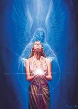 guardian angel healing giving light to human woman