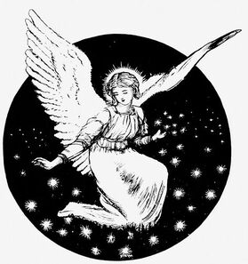 angel, stars and signs drawing