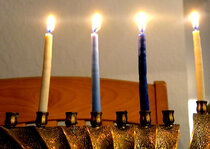 blue and white candles