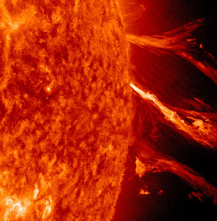 solar flare activity close up