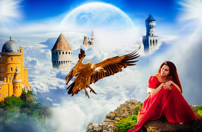woman and bird omen dream painting