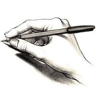 hand and pen writing, black and white sketch
