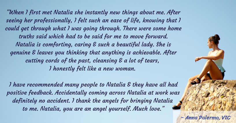 Testimonial for Natalia Kuna's Psychic, Energy. Coaching & Spiritual Development Services