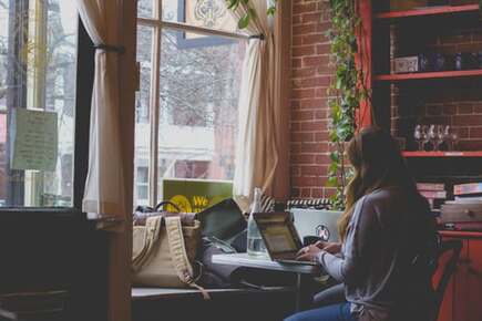 woman working from home on laptop