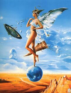 angel and globe surreal painting