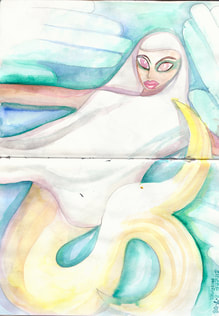 mermaid in the sea painting