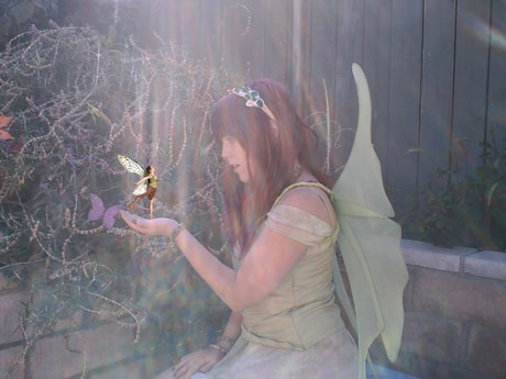 woman dressed as a fairy holding a fairy