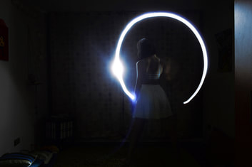 woman and circle of light 