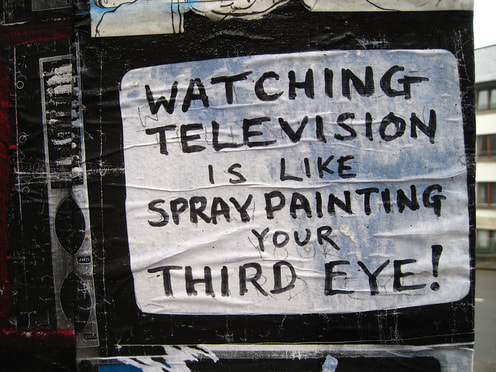painting of a television with a quote about third eye