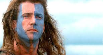Braveheart - Mel Gibson with blue paint on face to represent freedom